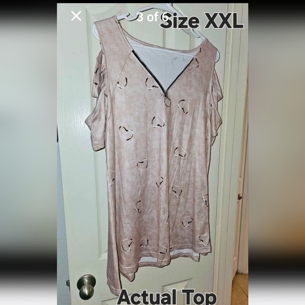 NEW! Pink Cold Shoulder Top-XXL (Runs A Little Small) - Picture 3 of 9